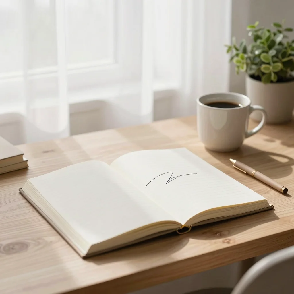 Cuaderno abierto y pluma junto a una ventana para activar la creatividad con una línea al día