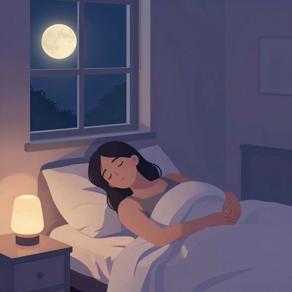 Persona relajando la mente en la noche en una habitación tranquila antes de dormir