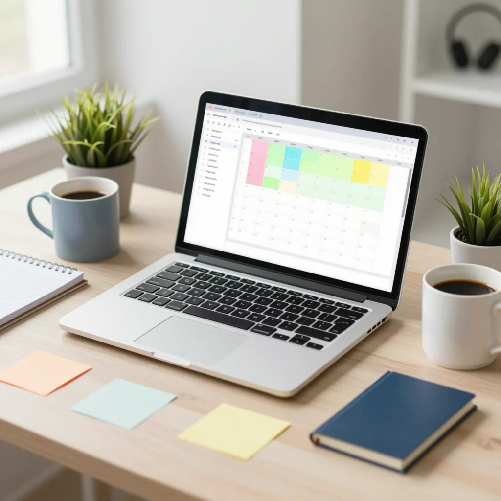 Plantilla Excel para organizar vida personal y laboral en un escritorio moderno