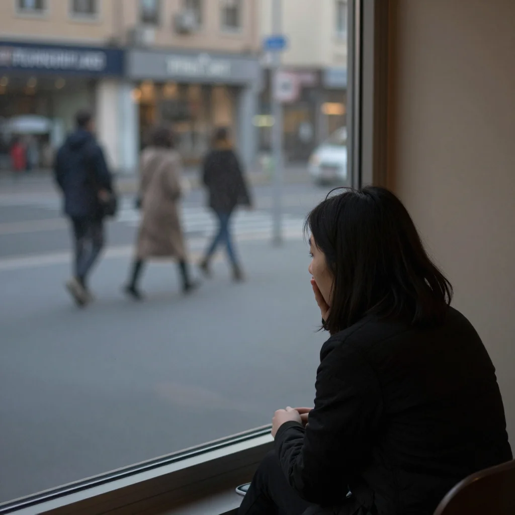 Persona reflexiva frente a su reflejo, imagen sobre la psicología detrás de la comparación social.